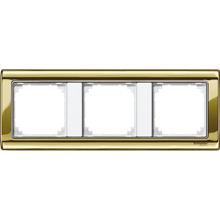 MTN487319 M-Star frame, 3-gang, polished brass/polar white