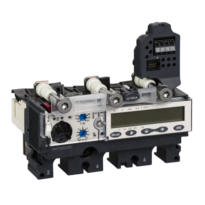 LV429096 trip unit MicroLogic 5.2 E for ComPact NSX 100/160/250 circuit breakers, electronic, rating 40A, 3 poles 3d