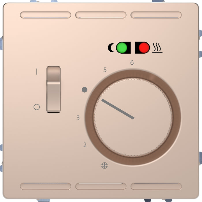 MTN5764-6051 Floor thermostat 230 V w. switch and cen.pl., champagne metallic, System Design