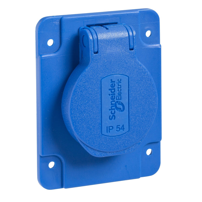 PKS61B PratiKa socket - blue - 2P + E - 10/16 A - 250 V - German - IP54 - flush - back