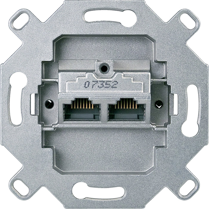 MTN465706 Data socket, Merten inserts, mechanism with fixing frame, RJ45 Cat6, inclined, LSA, white