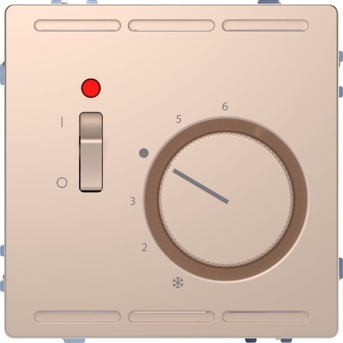 MTN5761-6051 Room temperature ctrler 24 V w. switch & cen.pl., champagne metallic, Sys. Des.