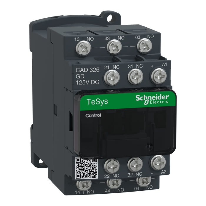 CAD326GD TeSys Deca control relay,3NO+2NC,<=690V,125V DC standard coil,lug-rings