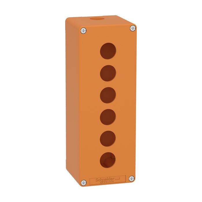 XAPO4506 Harmony XAP, XB2 SL, Empty control station, zinc alloy, orange, M25, 6 cut-outs 22mm, 80 x 220 x 77