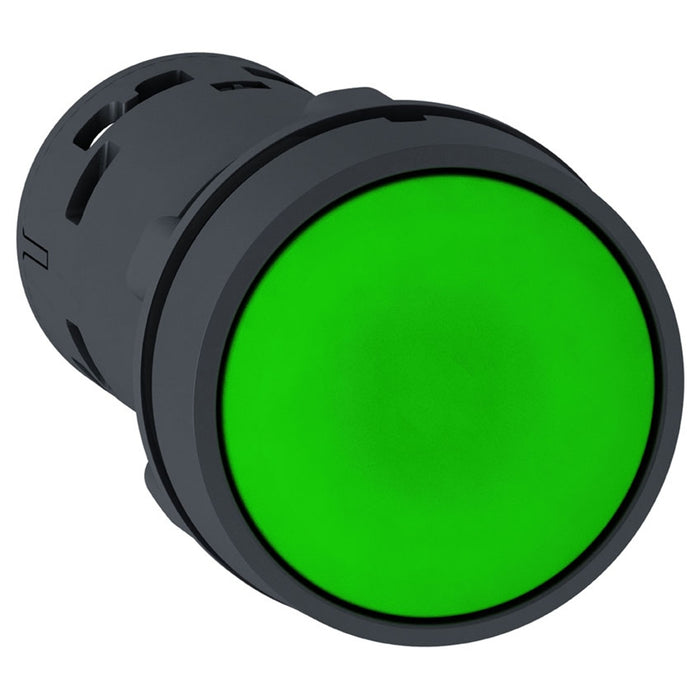 XB7NA31 Monolithic push button, Harmony XB7, plastic, green, 22mm, spring return, unmarked, 1NO
