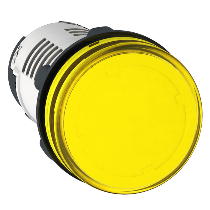 XB7EV05BP Monolithic pilot light, Harmony XB7, plastic, yellow, 22mm, integral LED, 24V AC DC