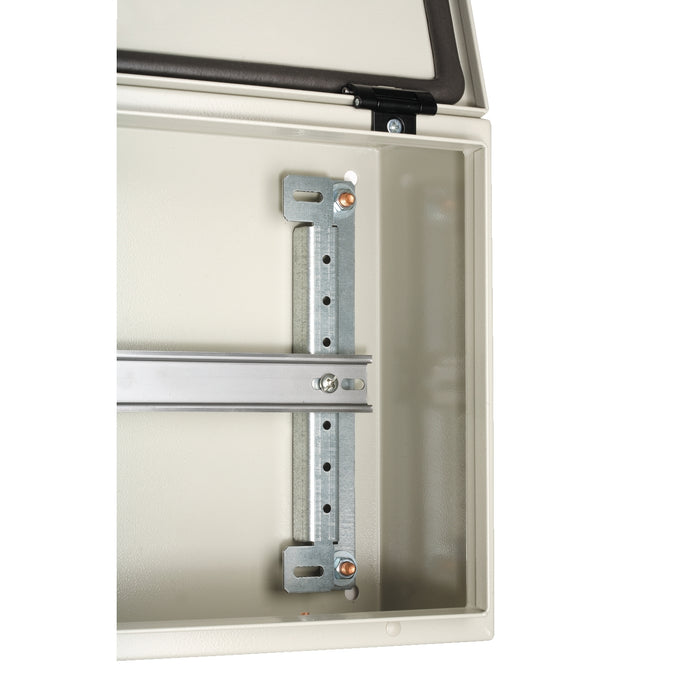 NSYAMRD54 Set of 2 supports 500x400 mm and 1 DIN rail. For mounting in S3D enclosure.