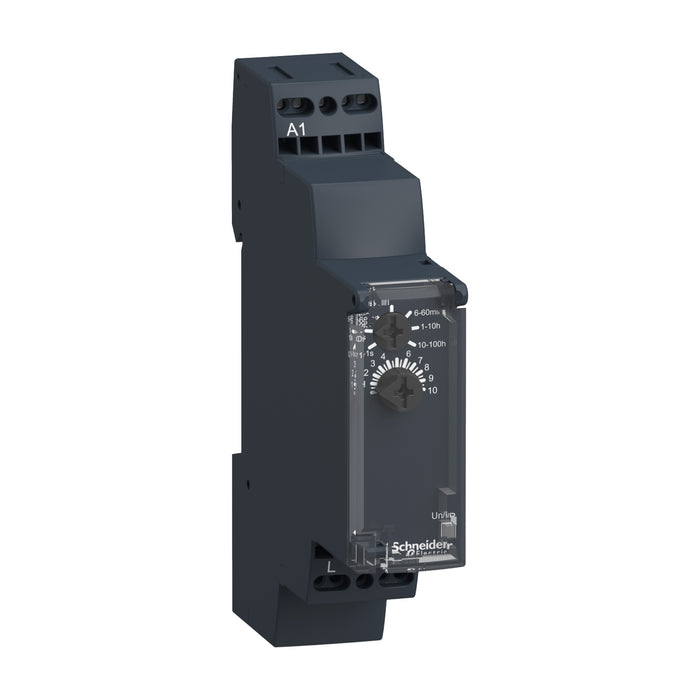 RE17LAMWS Modular timing relay, Harmony, 0.7A, 1CO, 1s..100h, on delay, solid state output, spring terminals, 24..240V AC DC