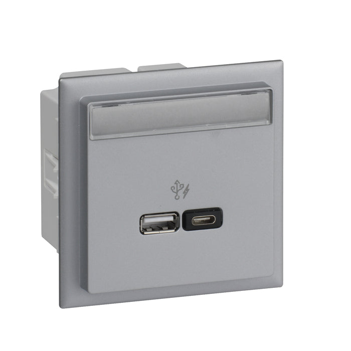 INS60523 CYB - double USB charger 2.4 A - aluminium