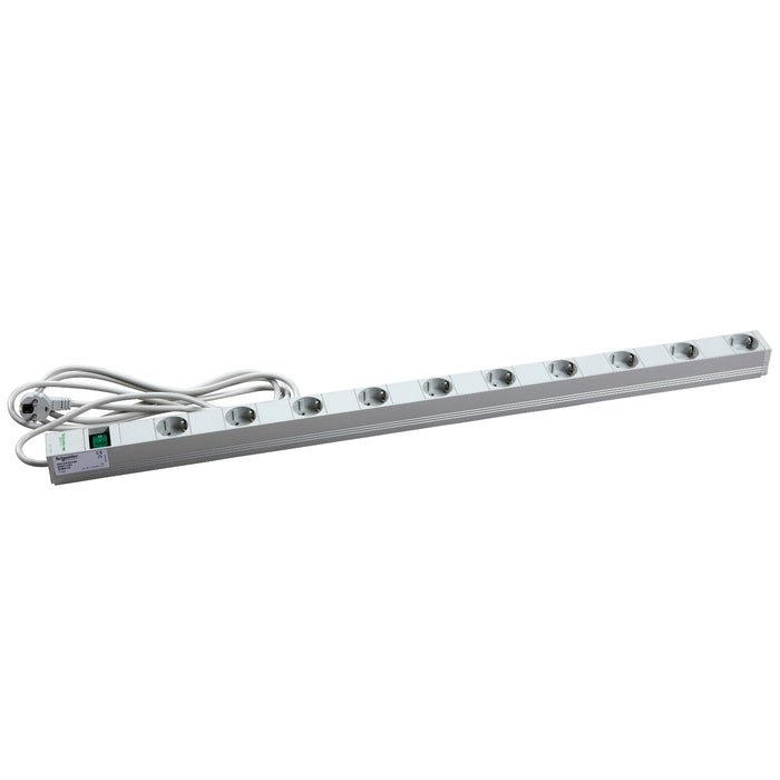 NSYAPUS10S Actassi - vertical power distribution rail - 10 sockets+switch VDE