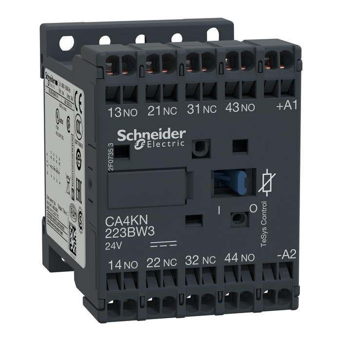 CA4KN223BW3 control relay, TeSys K, 4P(2NO+2NC), 690V, 24V DC, low consumption coil,spring terminal