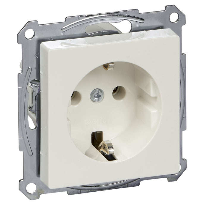 MTN2301-0319 Socket-outlet, Merten System M, 2P + E, 16A, Schuko, screwless terminals, glossy, polar white