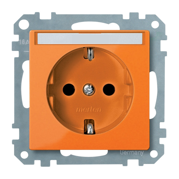 MTN239902 SCHUKO socket-outlet insert with labeling field and shutter., orange, System M