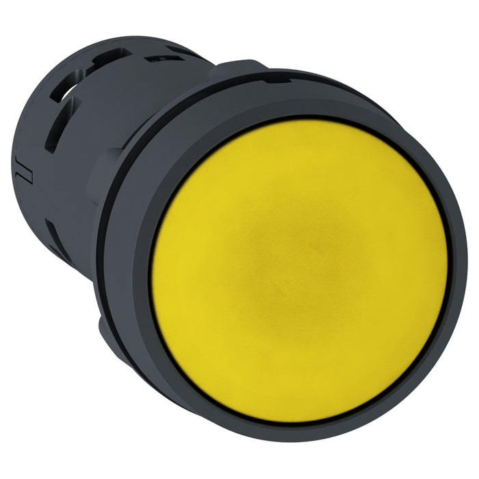 XB7NA81 Push button, Harmony XB7, round yellow flush, 22mm, spring return, 1NO, unmarked