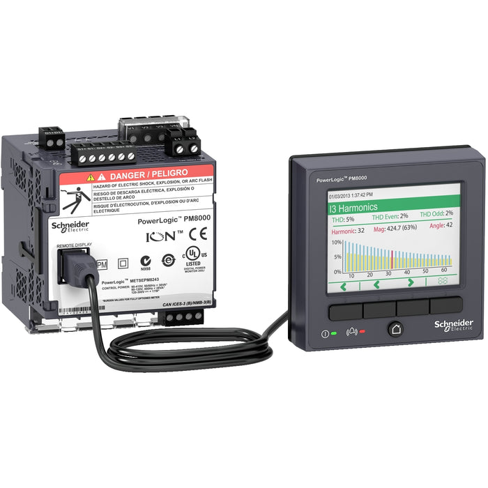 METSEPM8214 PowerLogic PM8000 - PM8214 LV DC - DIN rail mount meter + Remote display - int.