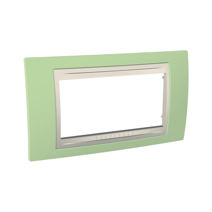 MGU6.104.563 Unica Plus - cover frame - 4 modules - apple green/ivory