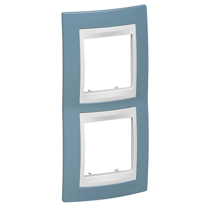 MGU6.004V.873 Unica Plus - cover frame - 2 gangs - manganese blue/white