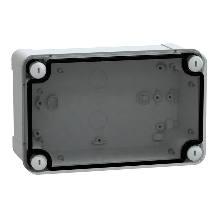 NSYTBS19128T ABS box IP66 IK07 RAL7035 Int.H175W105D80 Ext.H191W121D87 Transp.cover H20