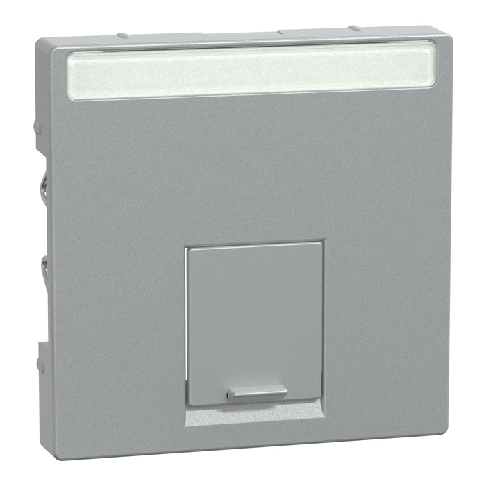 MTN465860 Cover plate, Merten System M, with lid & label for data socket, aluminium