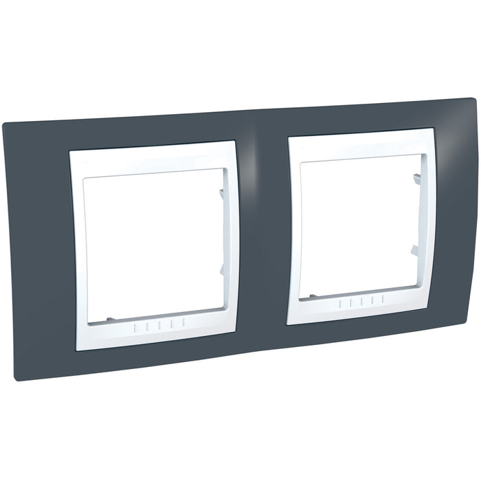 MGU6.004.877 Unica Plus - cover frame - 2 gangs, H71 - slate grey/white