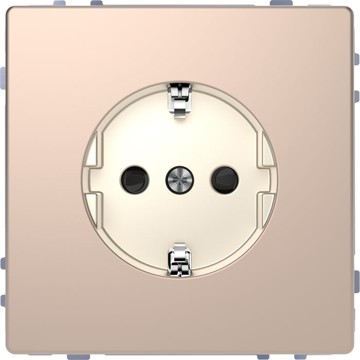 MTN2400-6051 Socket-outlet, Merten System Design, 2P + E, 16A, Schuko, shutter, screwless terminals varnished, champagne