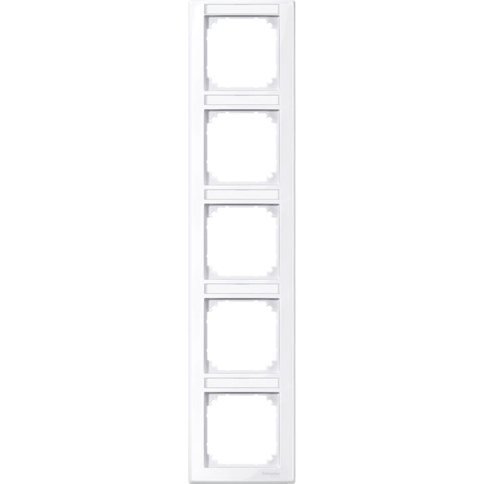 MTN470525 M-Smart frame, 5-gng w. label.bracket, vertical installation, active wht, glossy