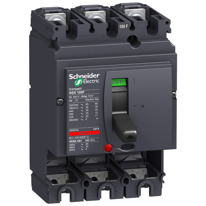 LV429003 Circuit breaker basic frame, ComPact NSX100F, 36kA at 415VAC 50/60 Hz, 100A, without trip unit, 3 poles