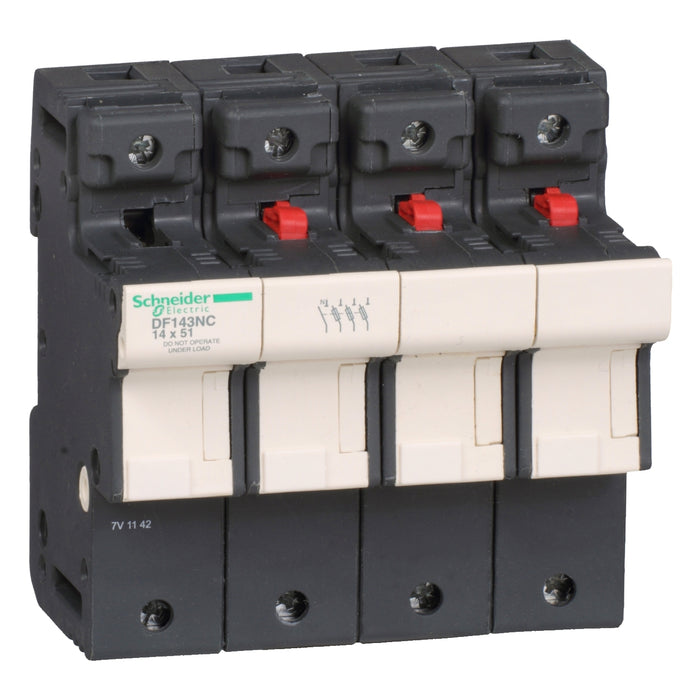 DF143NC Fuse carrier, TeSys DF, 3P+N, 50A, 690VAC, fuse size 14x51mm, with tubular link