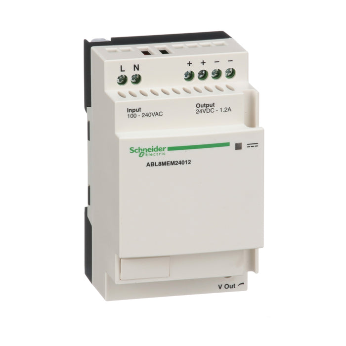 ABL8MEM24012 Regulated Switch Power Supply, 1 or 2-phase, 100..240V AC, 24V, 1.2 A