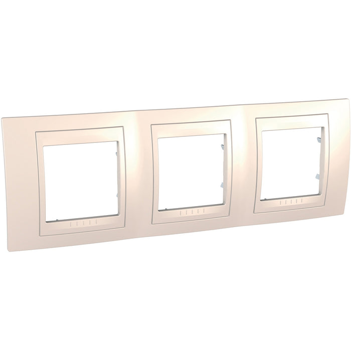 MGU6.006.25 Unica Plus - cover frame - 3 gangs, H71 - ivory/ivory