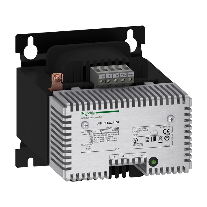 ABL8FEQ24150 rectified and filtered power supply - 1 or 2-phase - 400 V AC - 24 V - 15 A