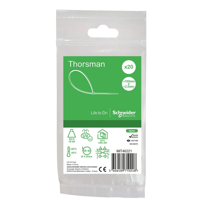 IMT46221 Thorsman, Cable tie 100x2.5mm Clear x20