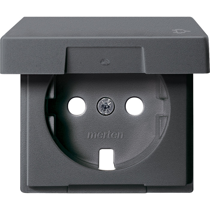 MTN2341-0414 Central plate with hng.lid for SCHUKO socket-outlet insert, anthracite, System M