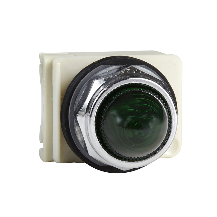 9001KP32G9 Pilot light, Harmony 9001K, metal, polycarbonate, domed, green, 30mm, 12-14V