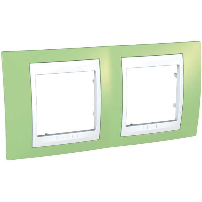 MGU6.004.863 Unica Plus - cover frame - 2 gangs, H71 - apple green/white