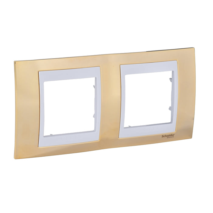 MGU66.004.804 Unica Plus - cover frame - 2 gangs, H71 - gold/white