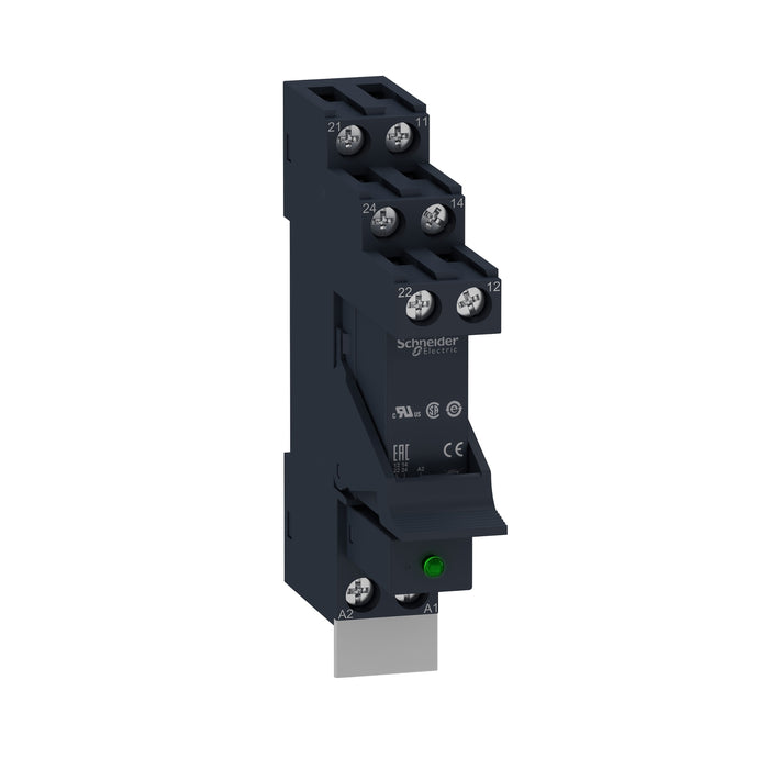 RSB1A160P7PV Harmony, Interface plug-in relay pre-assembled, 16 A, 1 CO, with LED, with protection circuit, 230 V AC