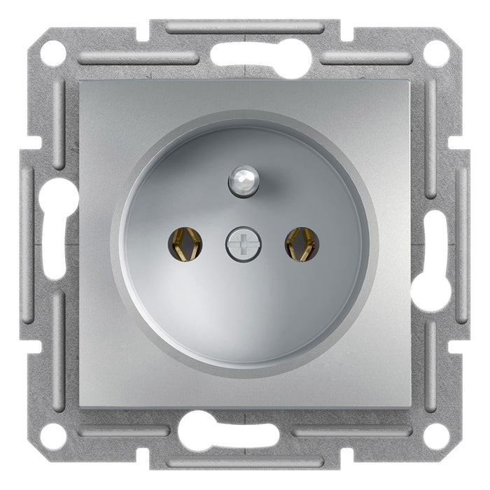 EPH2800161 Asfora -single socket outlet with pin earth, wo frame, aluminium