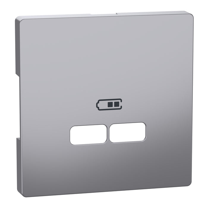 MTN4367-6036 Cover plate, Merten System M, for 2 USB charger, stainless steel