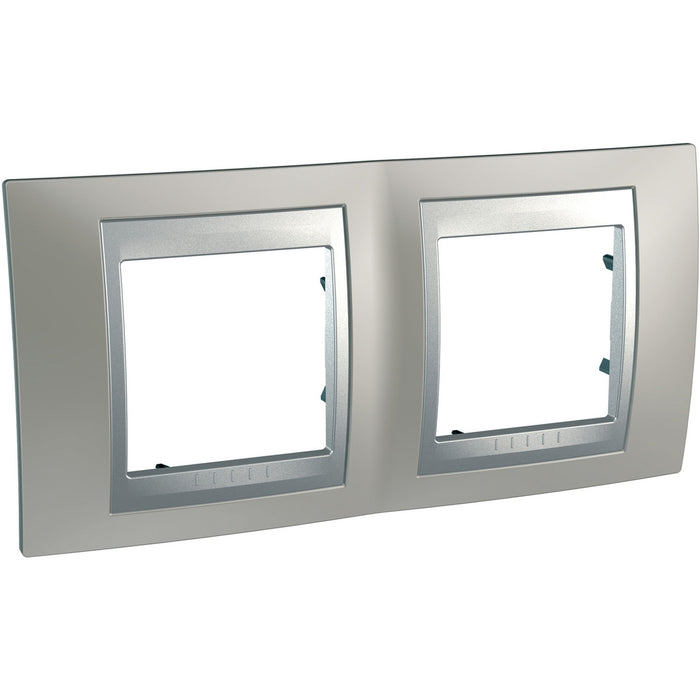 MGU66.004.039 Unica Top - cover frame - 2 gangs, H71 - matt nickel/aluminium