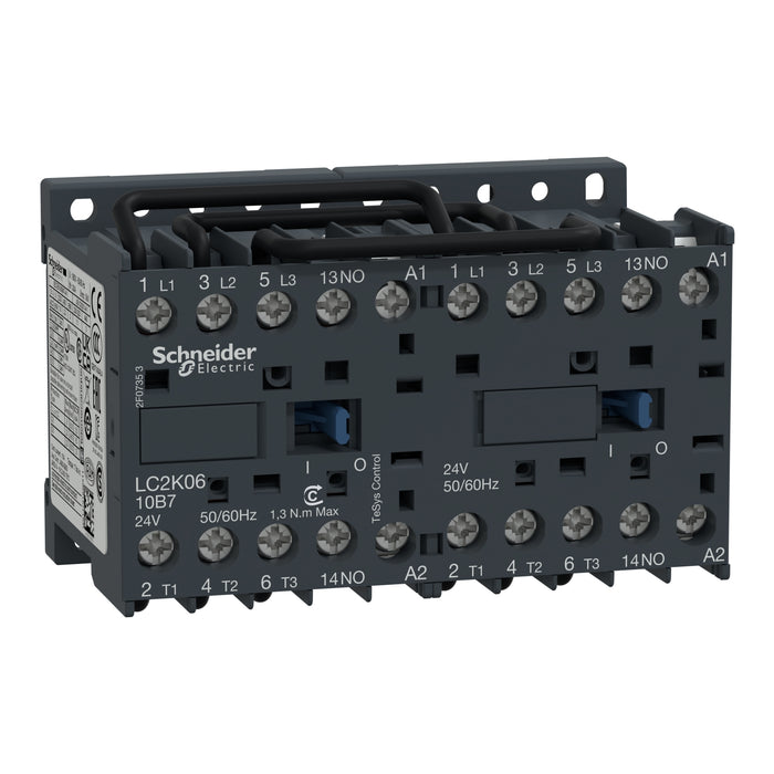 LC2K0610P7 reversing Contactor, TeSys K, 3P, AC-3/AC-3e,440V 6A, 1NO, 230V AC coil