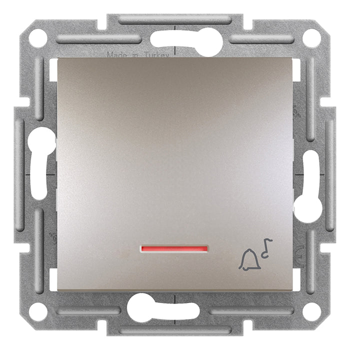 EPH1700169 1pole pushbutton with locator light "bell", screwless terminals, wo frame, br