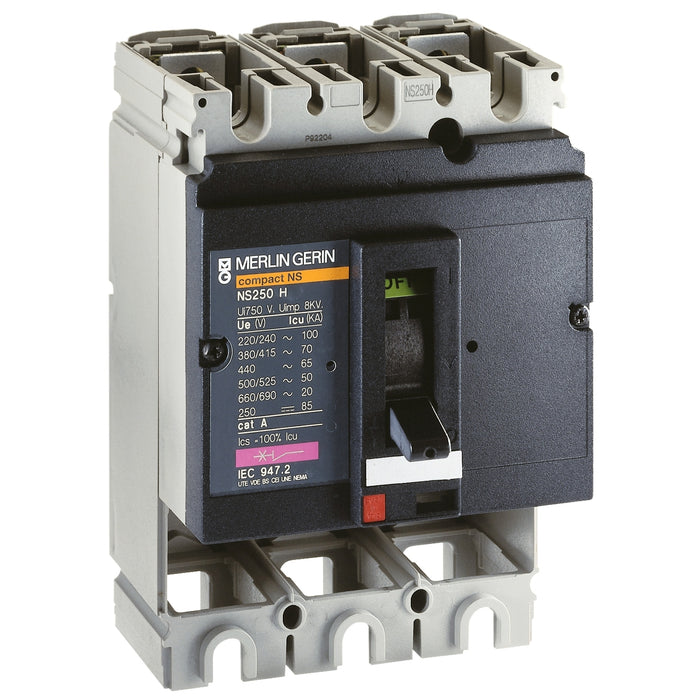 29005 circuit breaker basic frame, Compact NS 100L, 150 kA at 415 VAC 50/60 Hz, 100 A, fixed, without trip unit, 3 poles