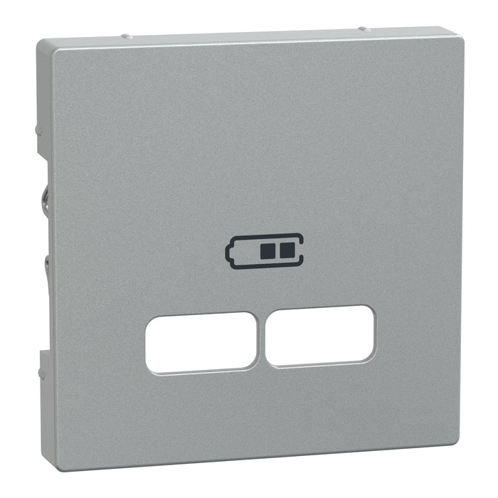 MTN4367-0460 Cover plate, Merten System M, for 2 USB charger, aluminium