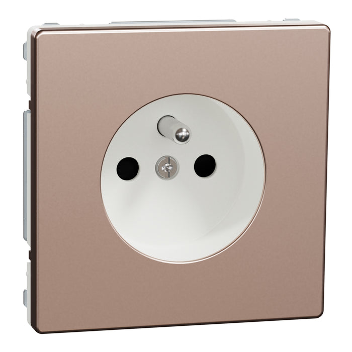 MTN2500-6051 Socket-outlet, Merten System Design, 2P + E, 16A, French, screwless terminals, glossy, champagne