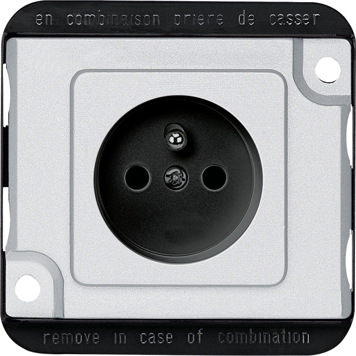 MTN2600-7060 Socket-outlet pin-earth, insert w.shutter, screw term., alum., Antivandalism