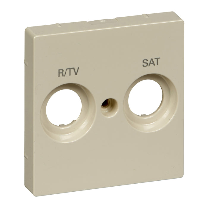 MTN299844 Central plate marked R/TV+SAT for antenna socket-outlet, white, glossy, System M