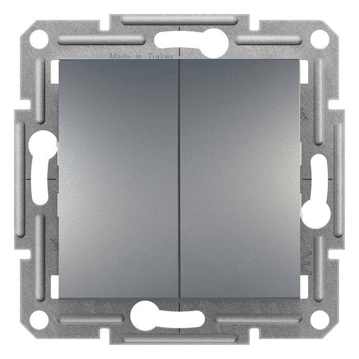 EPH0300162 Asfora - 1pole 2circuits switch, screwless terminals, wo frame, steel