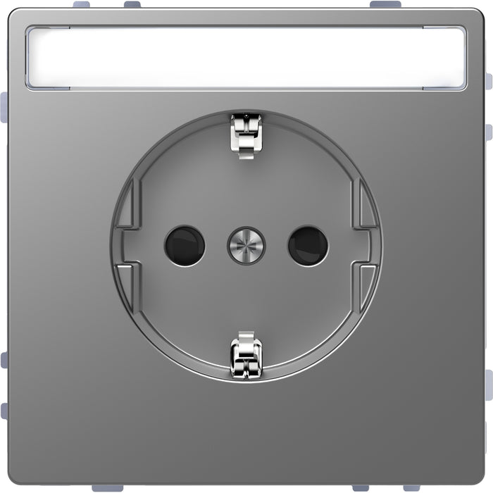 MTN2302-6036 Socket-outlet, Merten System Design, 2P + E, 16A, Schuko, shutter, screwless terminals varnished, stainless steel