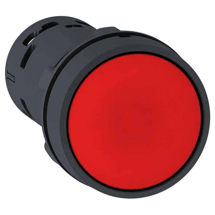 XB7NA42 Monolithic push button, Harmony XB7, plastic,red, 22mm, spring return, unmarked, 1NC